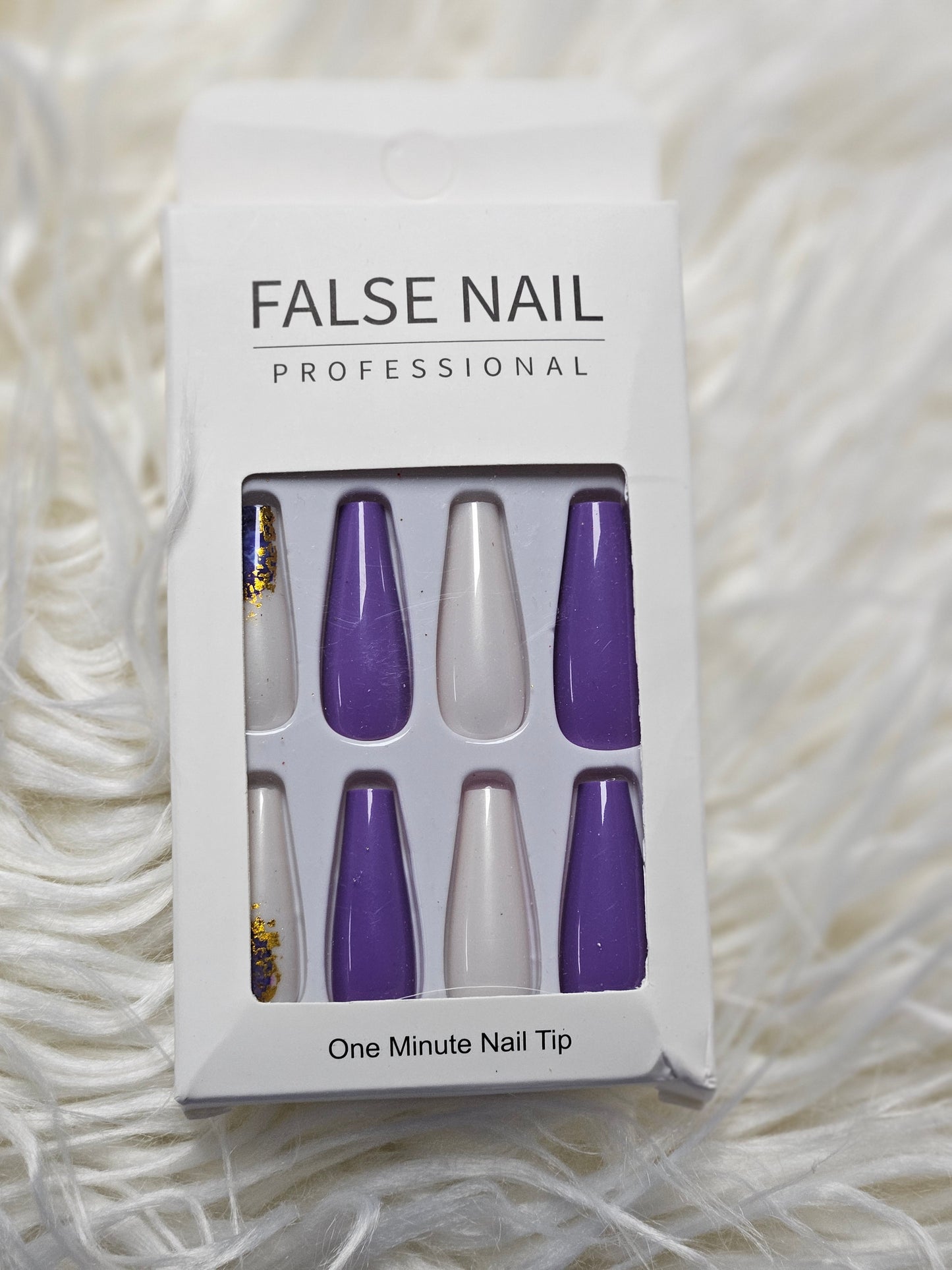 False Nails Purple/White